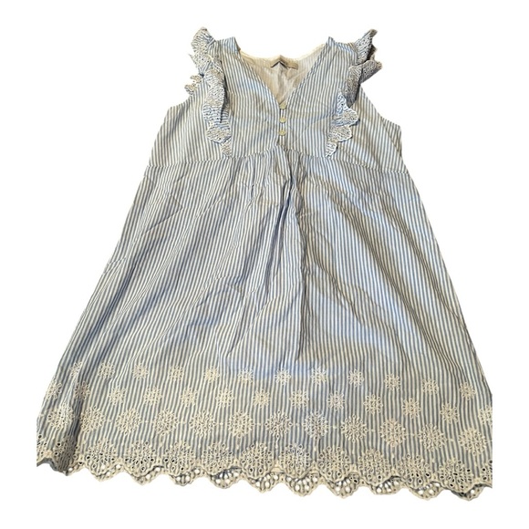 🚨Host Pick 🚨LOFT White Eyelet Midi Dress. Blue and white striped. - Picture 5 of 9